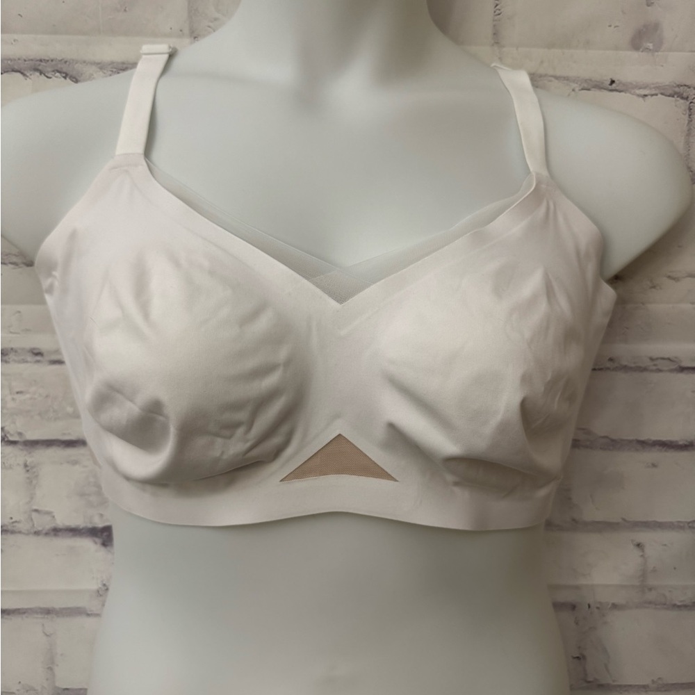 Honeylove Cross Over Bra Astral White 2X 42 C/D Wire Free Mesh Convertible